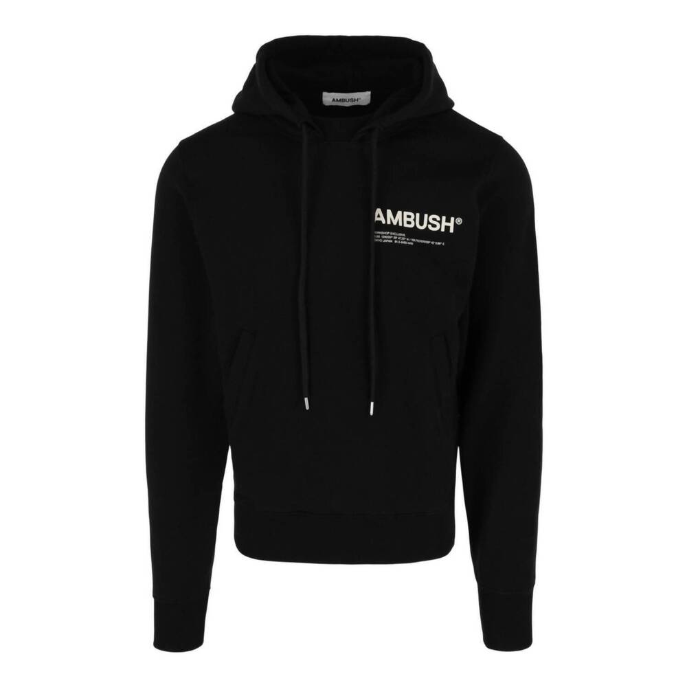 NEW AMBUSH men's logo-print hoodie in black tofu